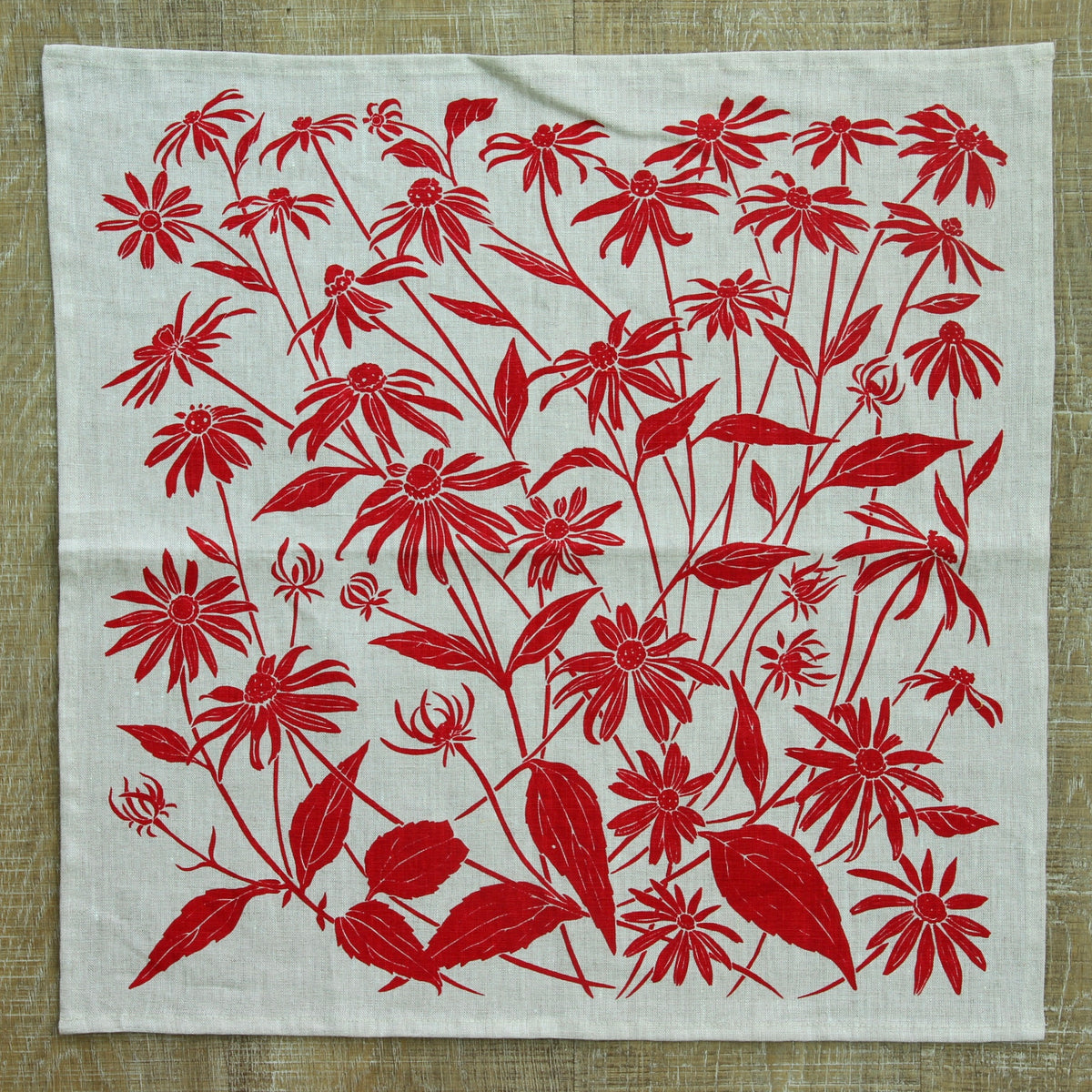 Black Eyed Susan Napkin in Zinnia on Linen
