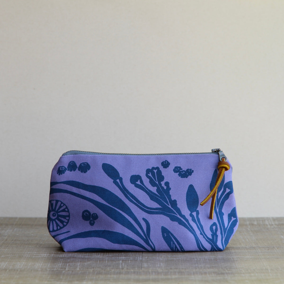 Canvas Supply Pouch - 8" Salish Sea Life in Blue on Lupin Canvas