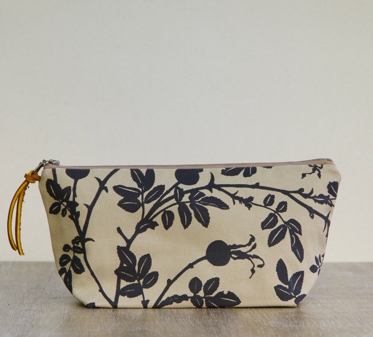 Canvas Supply Pouch - 11" Nootka Rosehip on Camel Canvas in Black