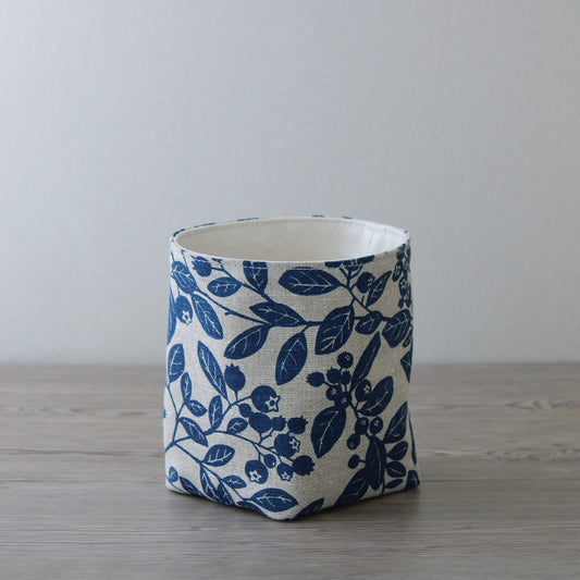 4.5" Linen Basket - Blueberry in indigo