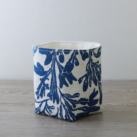 4.5" Linen Basket - Seaweed in Navy