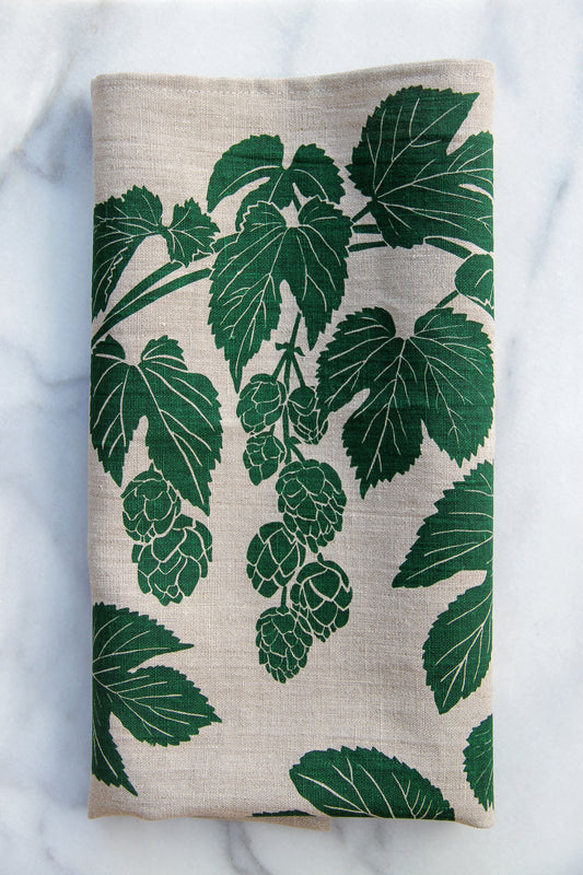 Hops on Natural Linen