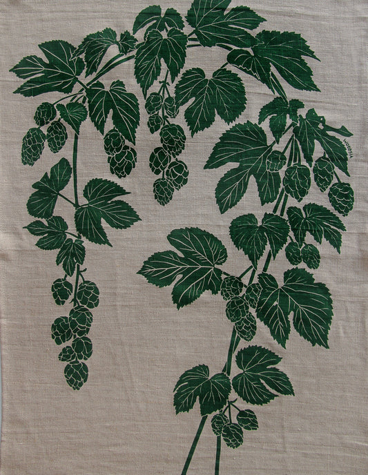 Hops on Natural Linen