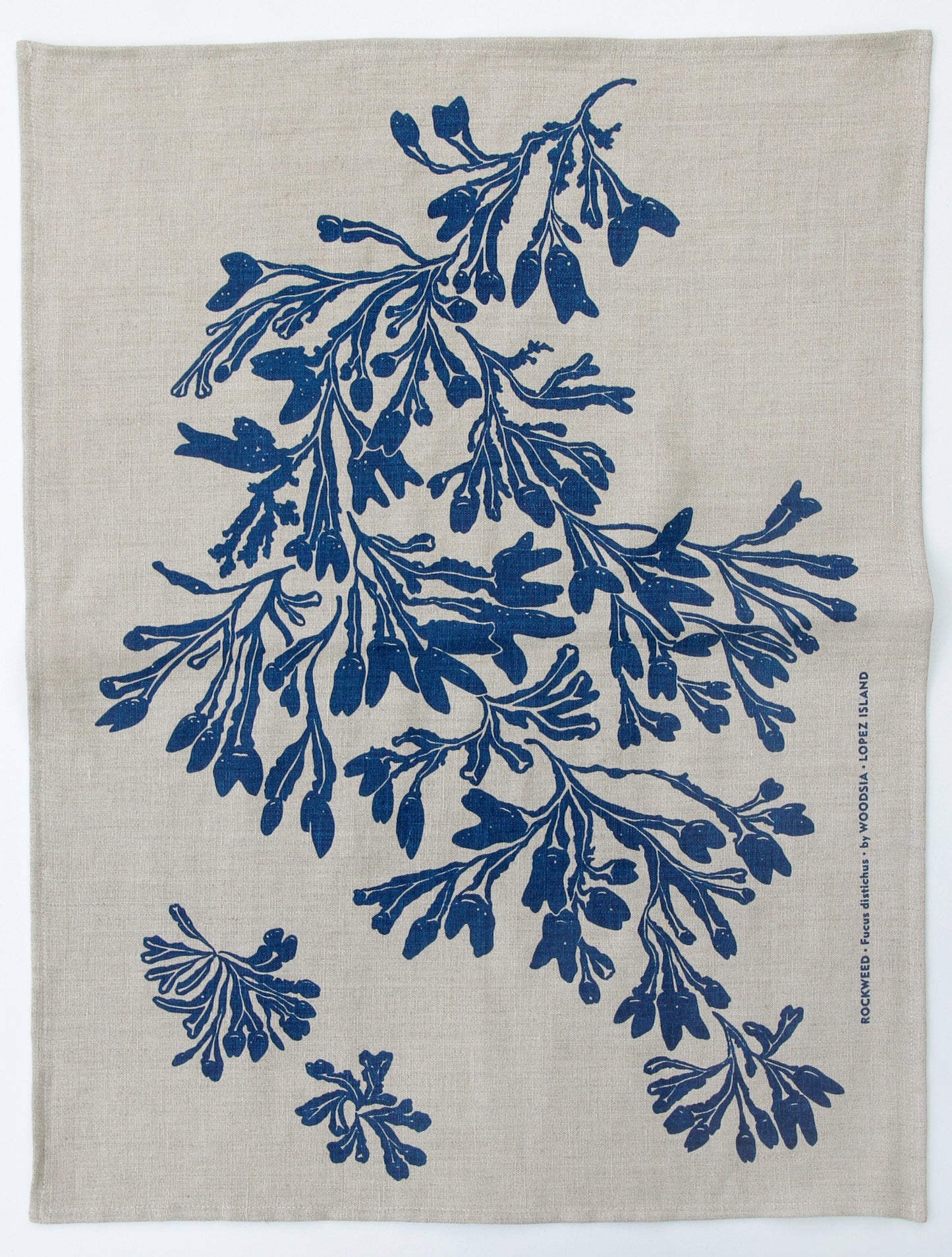 Seaweed Kitchen Towel in Fog on Natural Linen