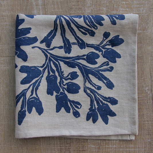 Seaweed Napkin in Fog on Natural Linen
