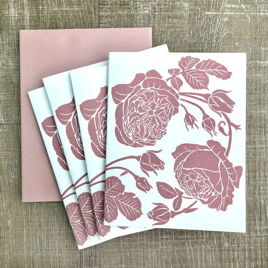 4 Garden Rose Notecards