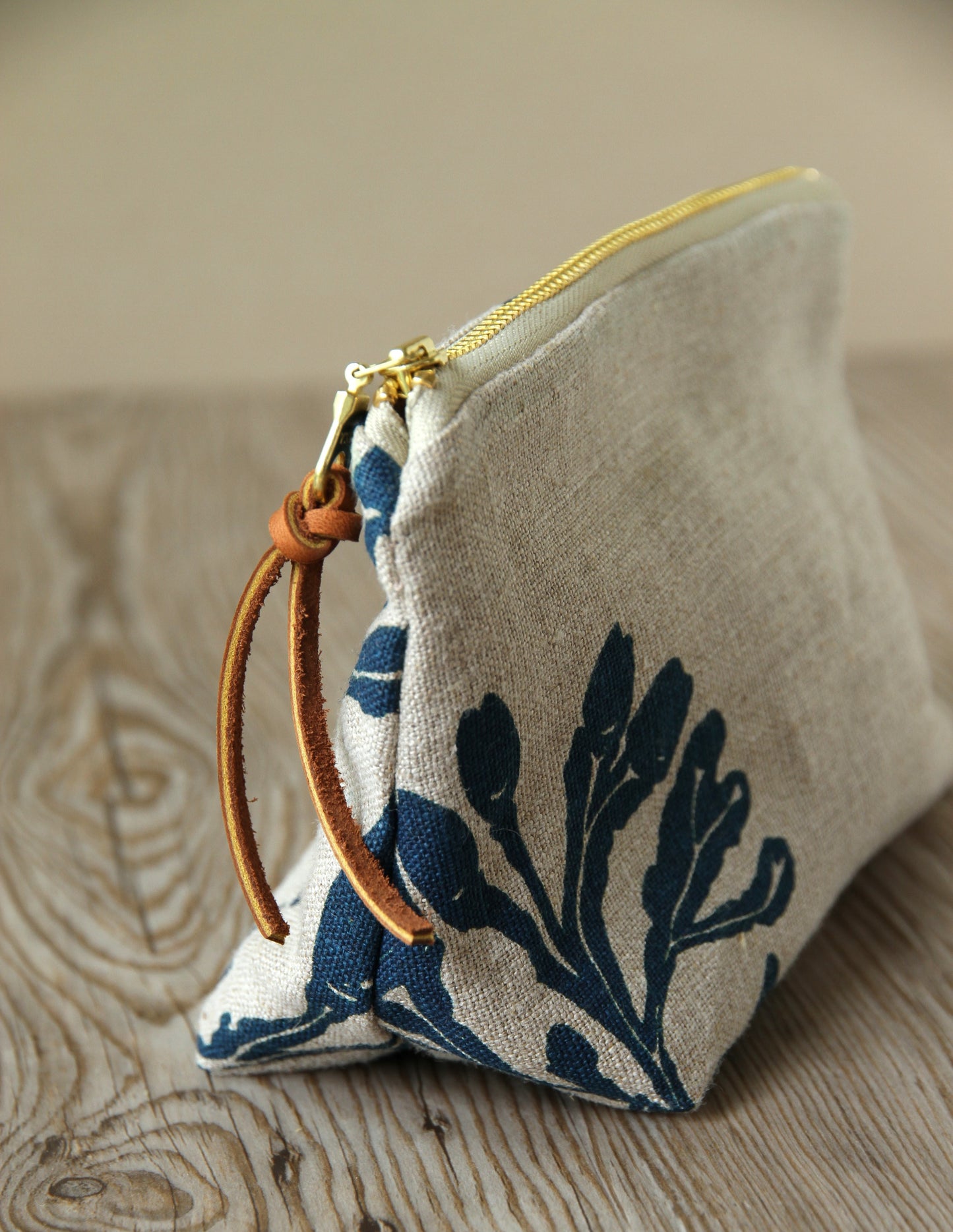 Triangle Pouch - Small - Seaweed in Indigo