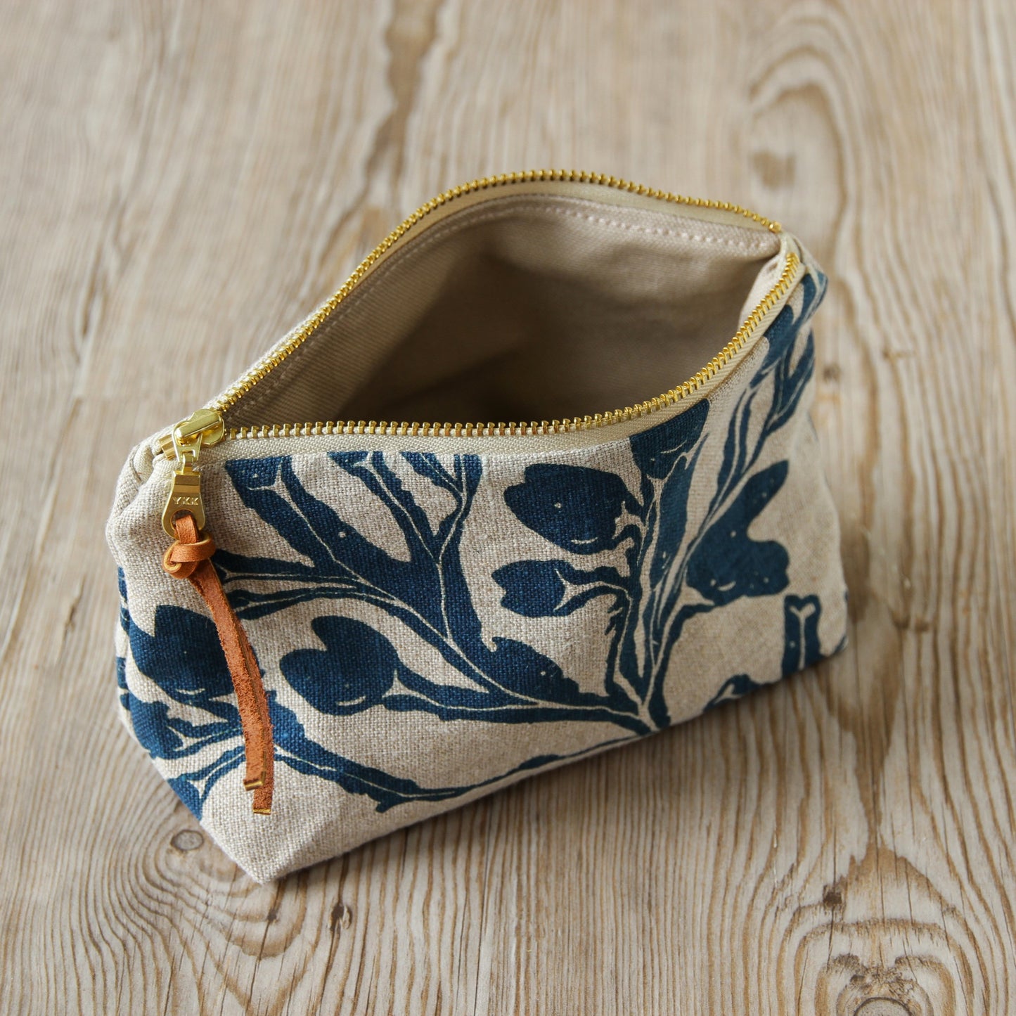 Triangle Pouch - Small - Seaweed in Indigo