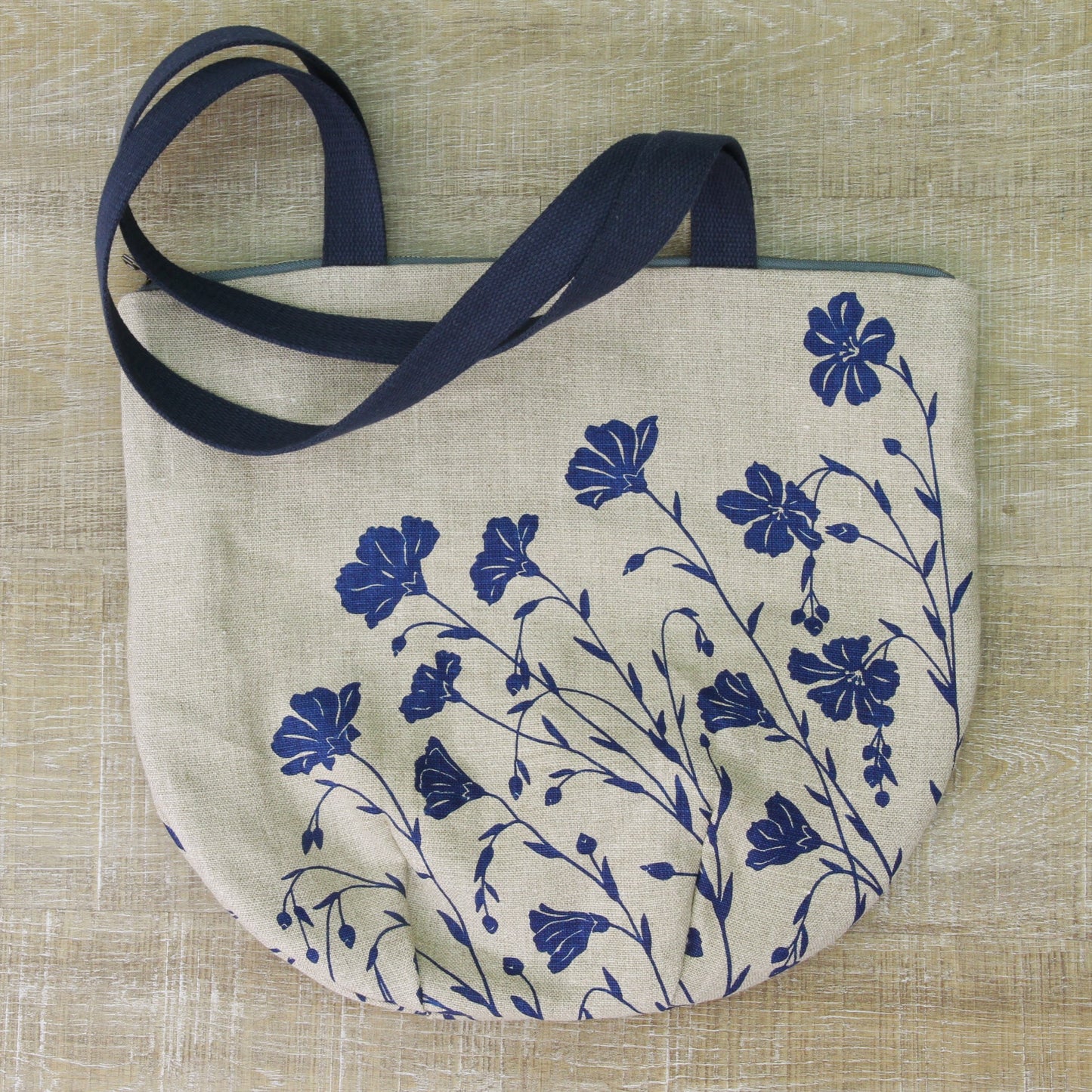 Flax Flowers - Belgian Linen Tote with Zipper