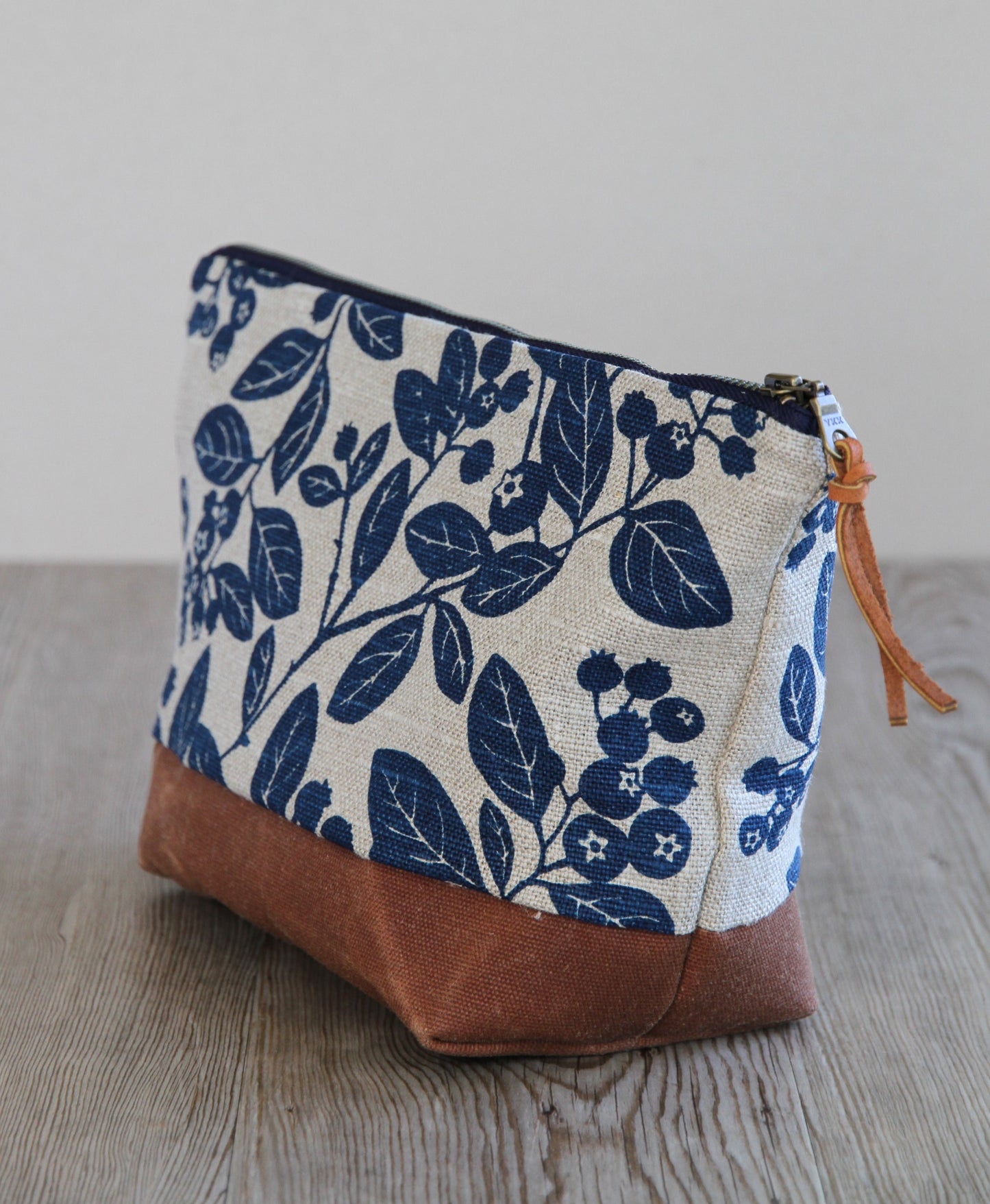 Linen & Waxed Canvas Large Zip Kit - Blueberry