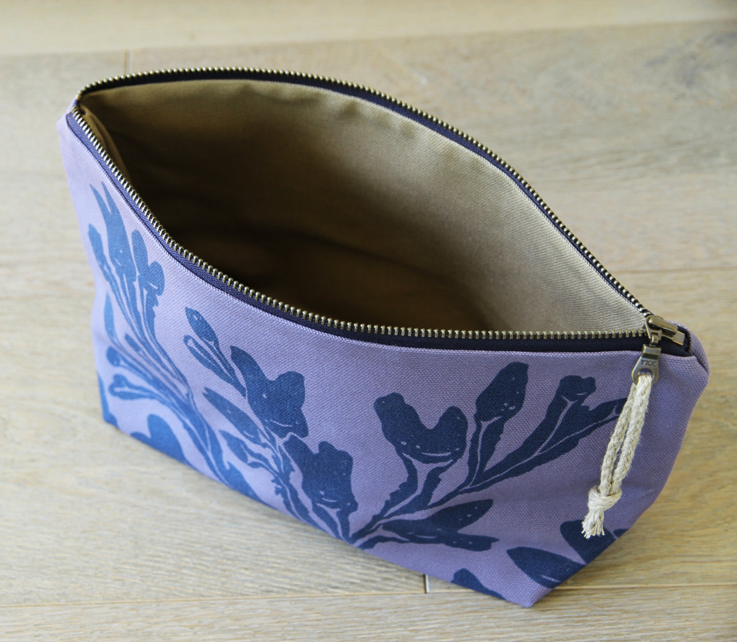 Supply Pouch - 11" Seaweed in Navy on Lupin Canvas
