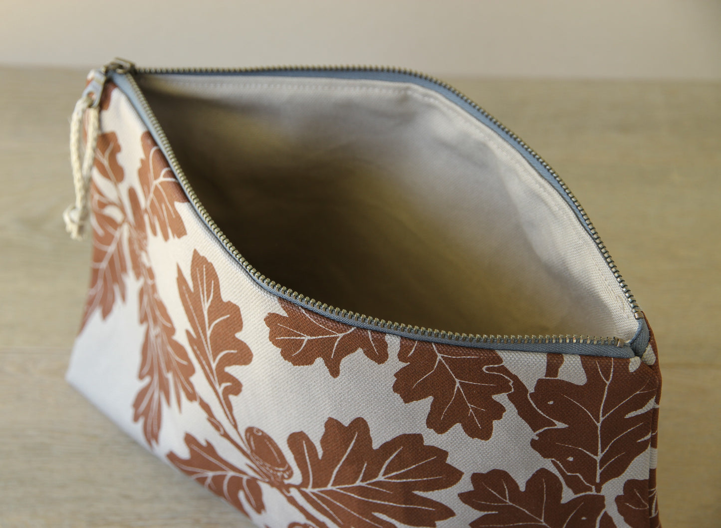 Supply Pouch - 11" Garry Oak in Nut Brown on Grey Canvas