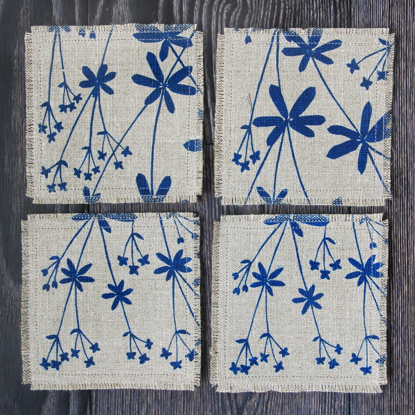 Set of 4 Linen & Felt Coasters in Bedstraw
