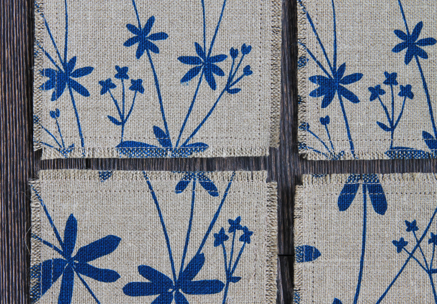 Set of 4 Linen & Felt Coasters in Bedstraw