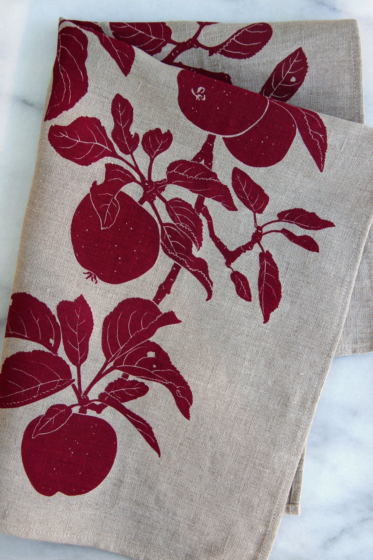 Apple Kitchen Towel in Gravenstein on Natural Linen