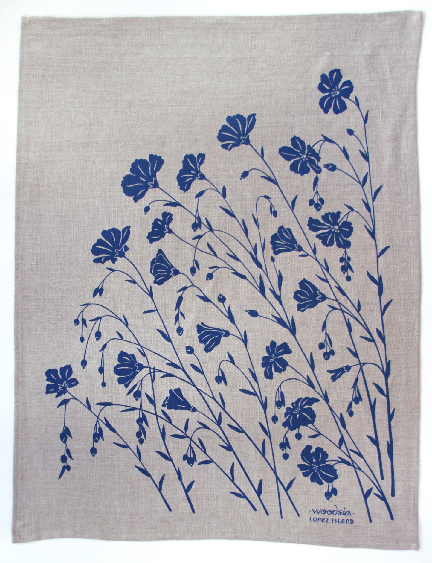 Flax Kitchen Towel in Flax Blue on Natural Linen