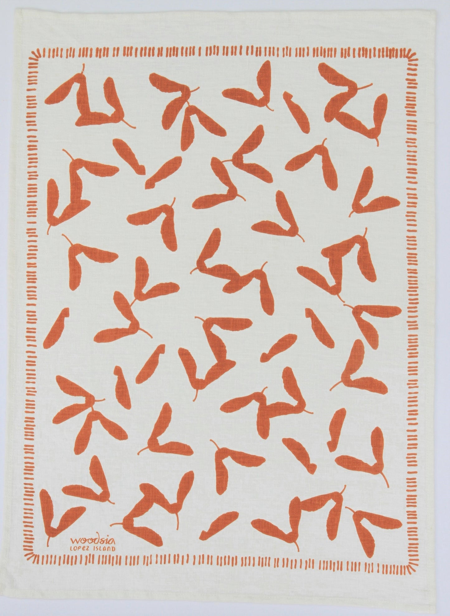 Samara Kitchen Towel in Ochre on White Linen