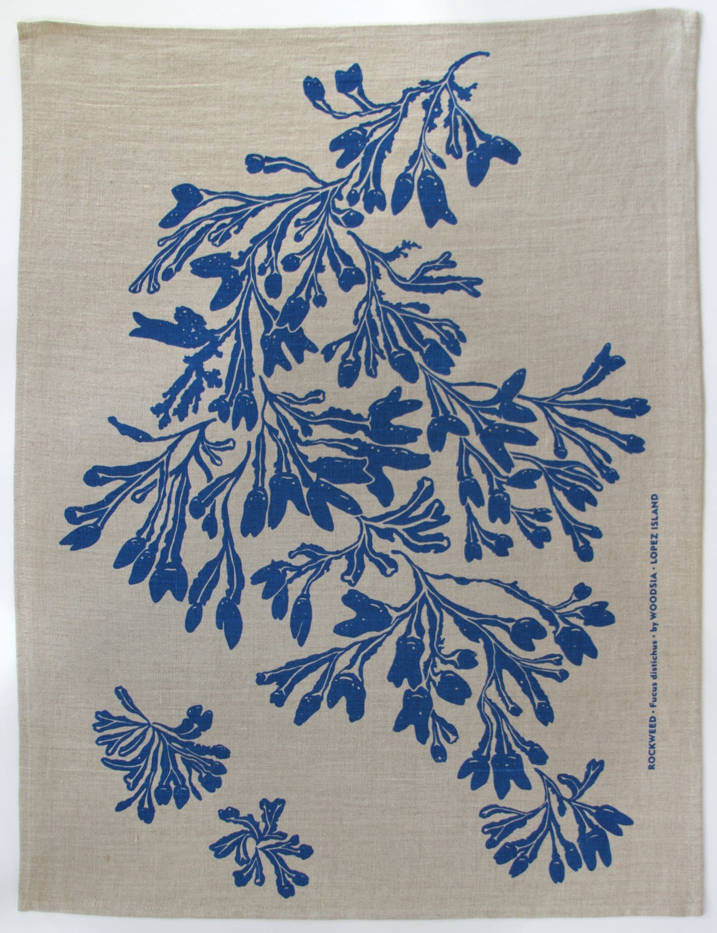 Seaweed Fucus Kitchen Towel in Larkspur on Natural Linen