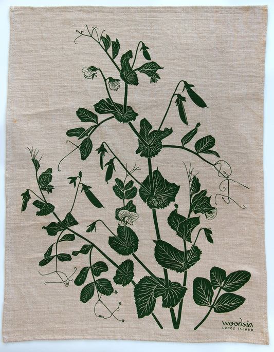 Snap Pea Kitchen Towel in Crisp Pea on Natural Linen