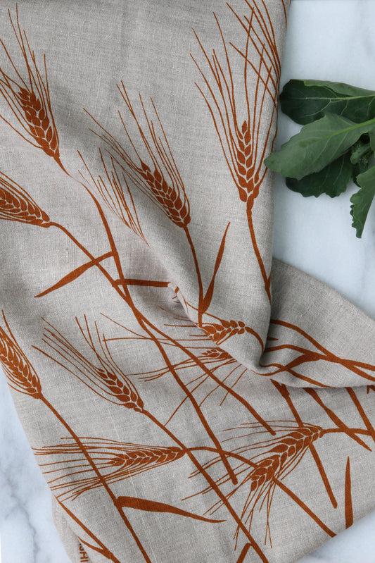 Wheat Kitchen Towel in Toast on Natural Linen