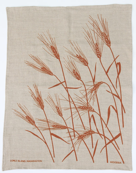 Wheat Kitchen Towel in Toast on Natural Linen