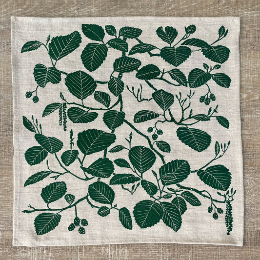 Alder Napkin in Hunter on Natural Flax Linen