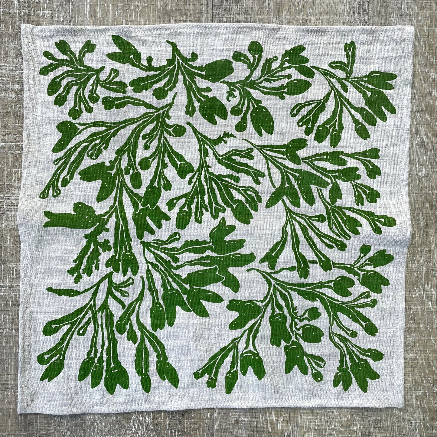 Seaweed Napkin in New Leaf on Natural Flax Linen