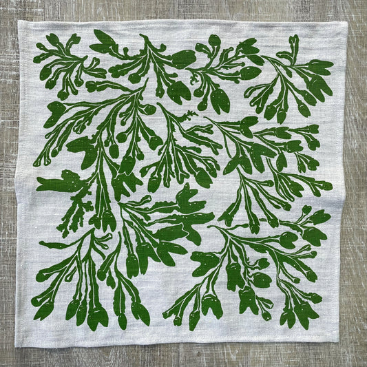 Seaweed Napkin in New Leaf on Natural Flax Linen