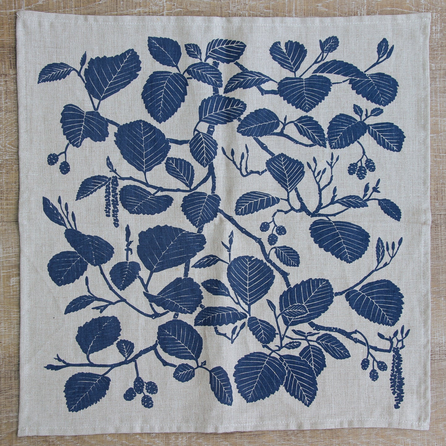 Alder Napkin in Storm on Natural Linen