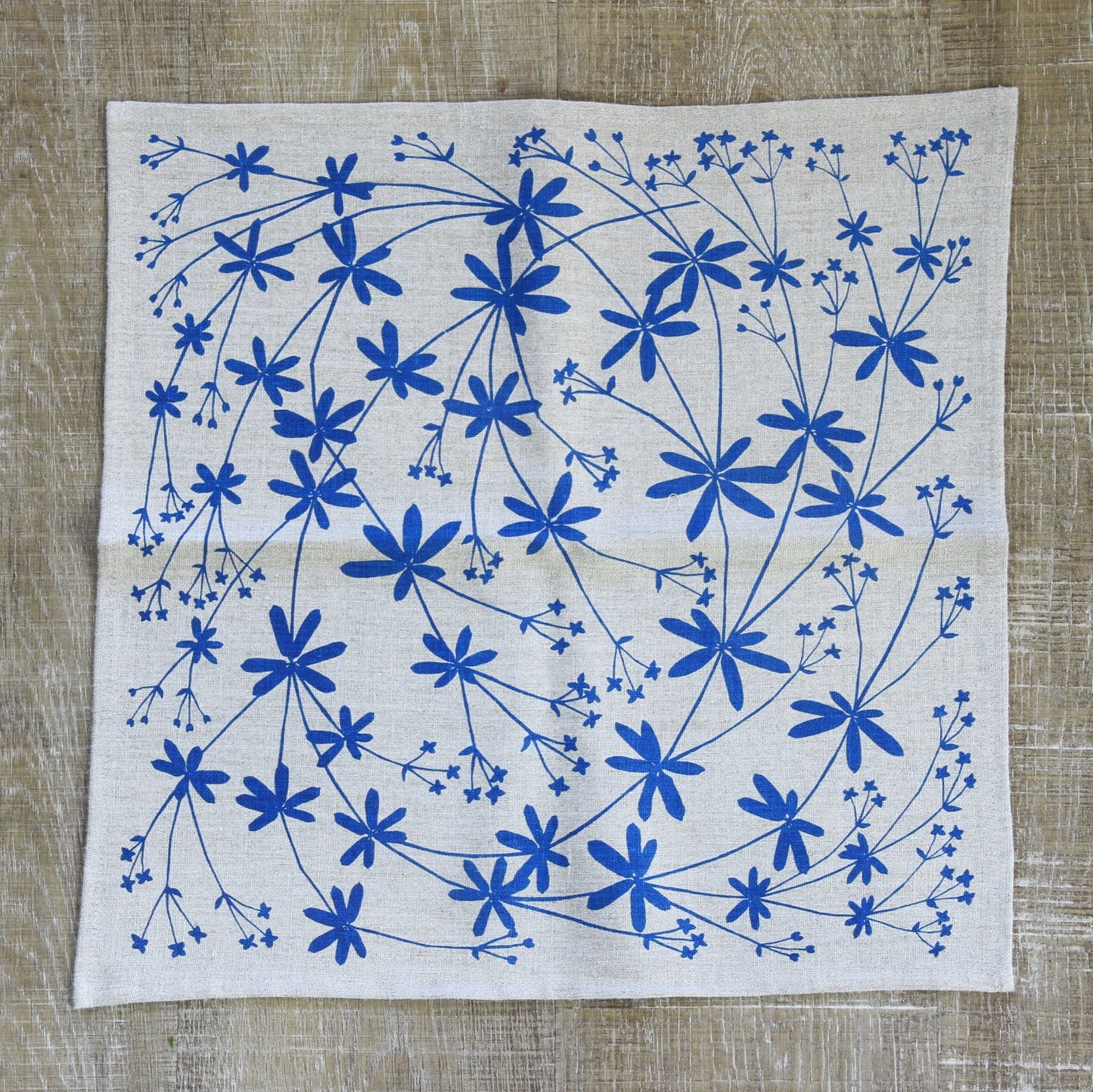 Bedstraw Napkin in Marine on Natural Flax Linen