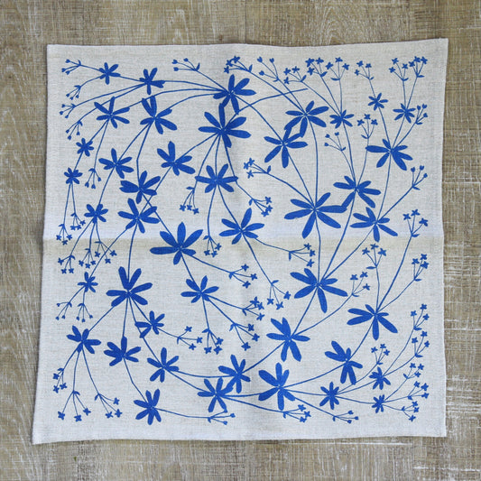 Bedstraw Napkin in Marine on Natural Flax Linen