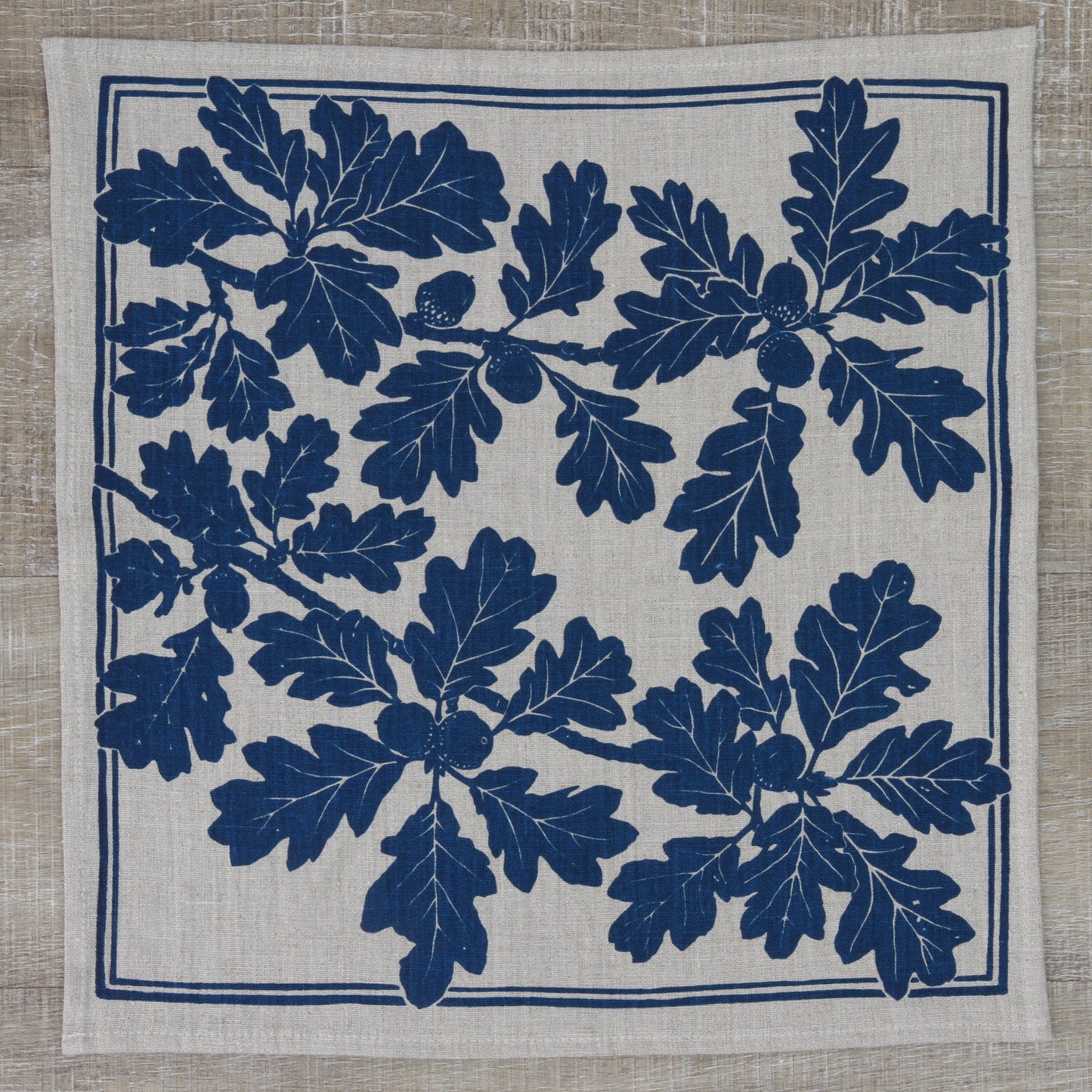 Garry Oak Napkin in Navy on Natural Flax Linen
