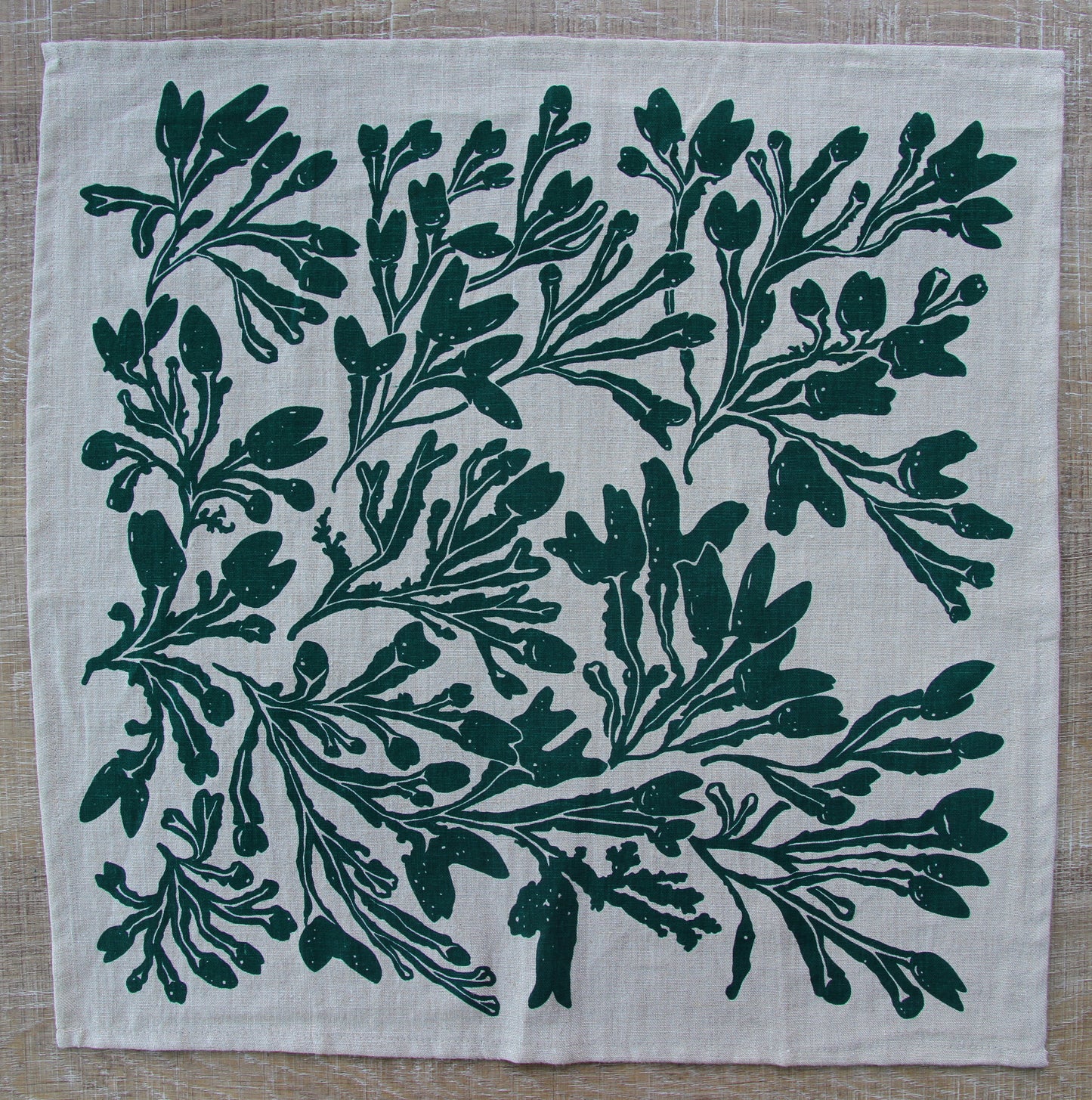 Seaweed Napkin in Hunter on Natural Linen