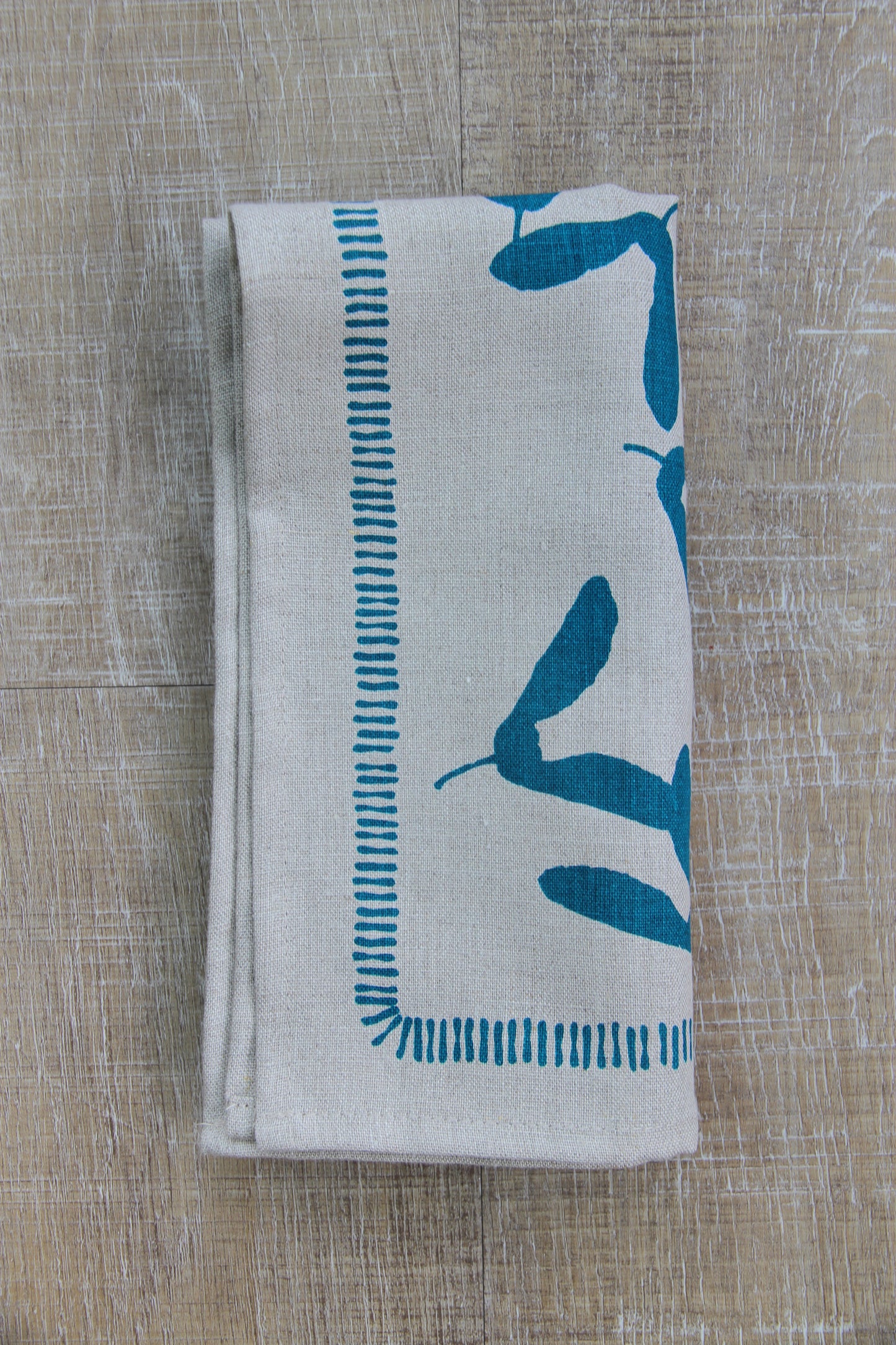 Samara Napkin in Pool on Natural Linen