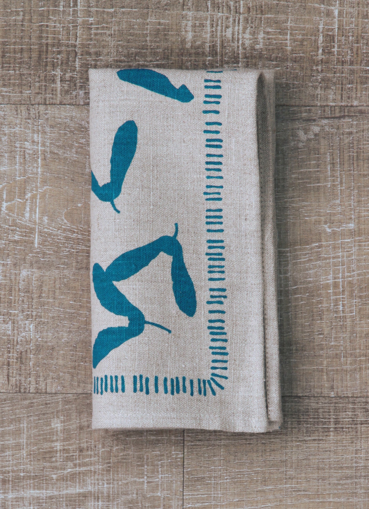 Samara Napkin in Pool on Natural Flax Linen