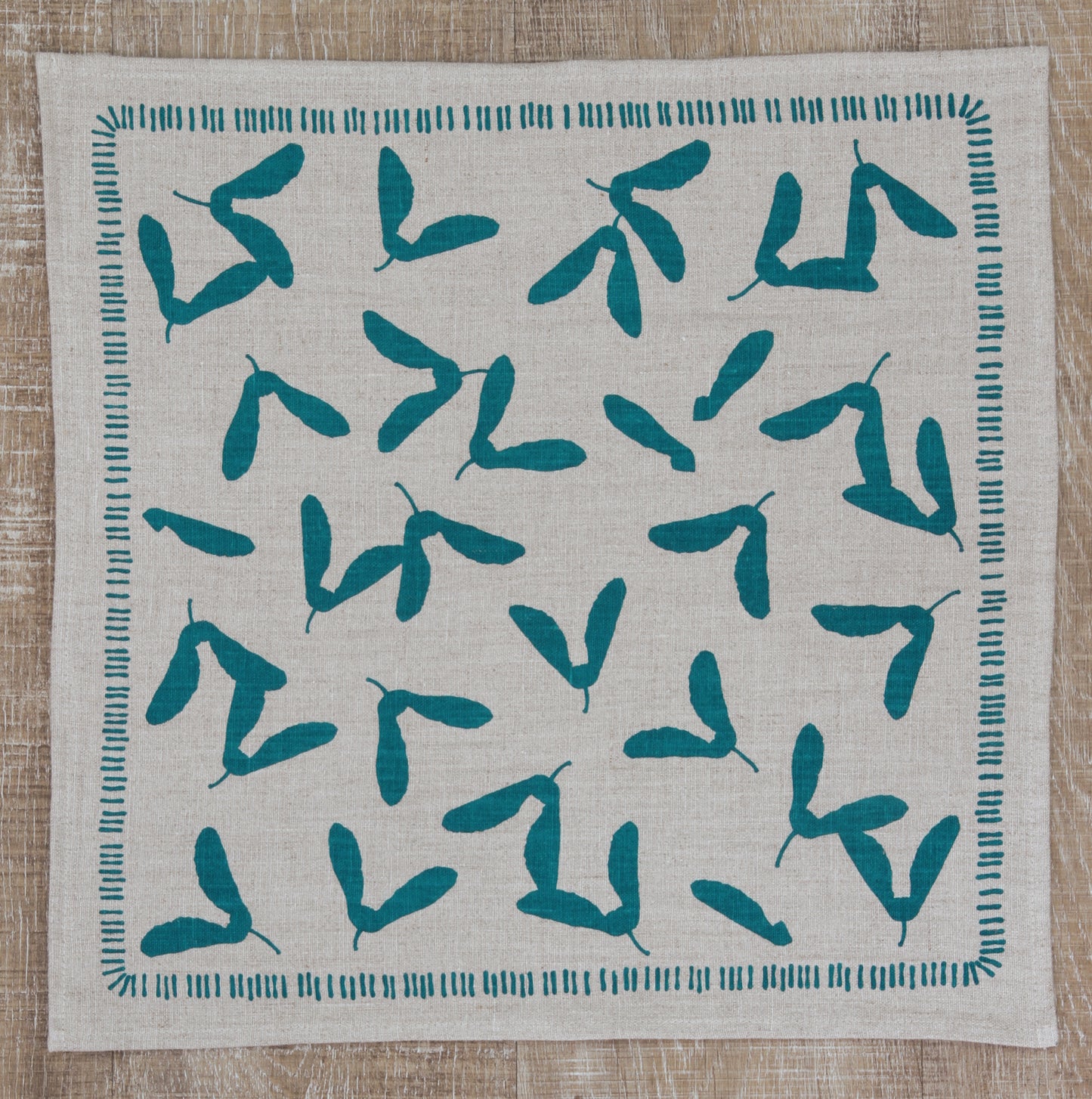 Samara Napkin in Pool on Natural Flax Linen