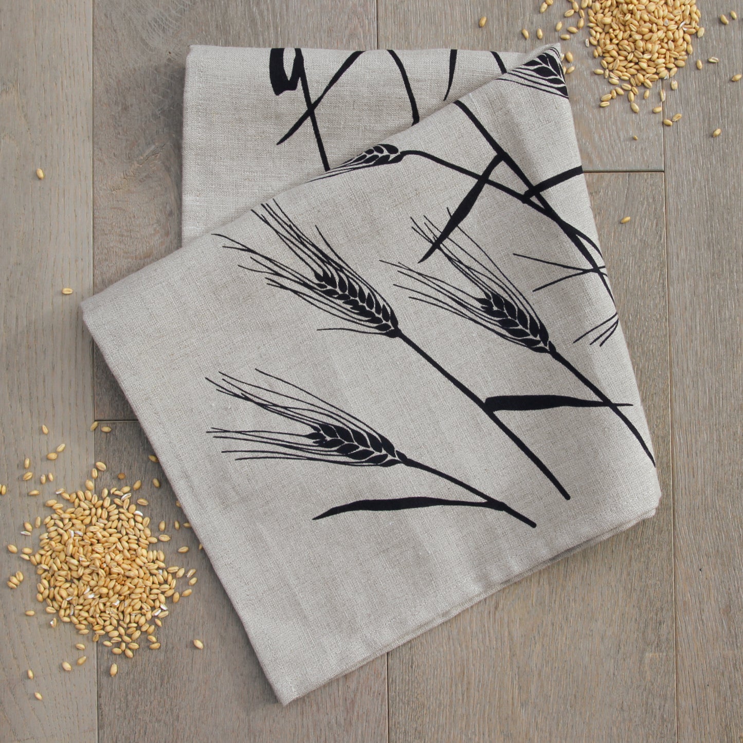 Wheat Napkin in Coal on Natural Linen
