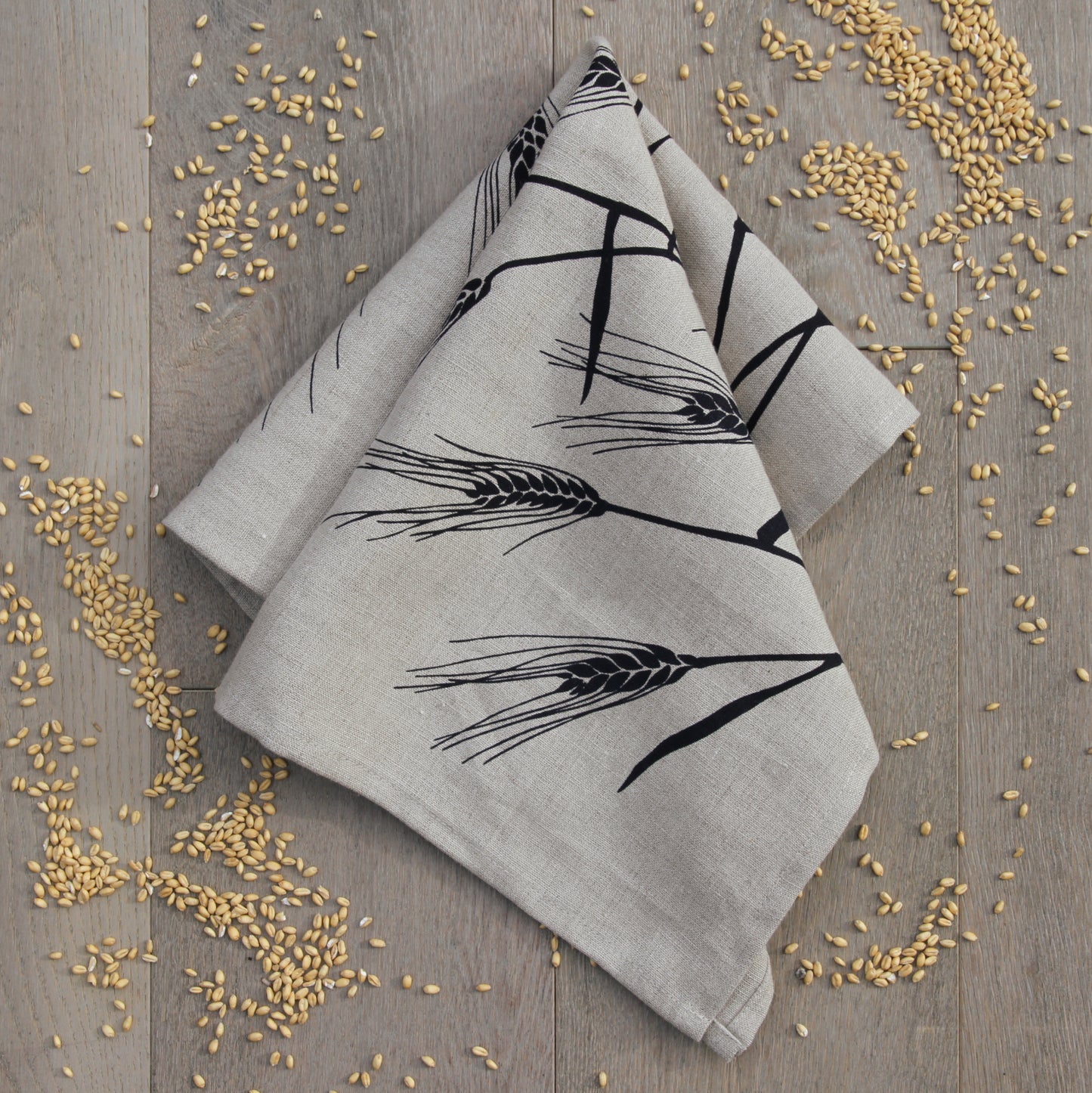 Wheat Napkin in Coal on Natural Linen