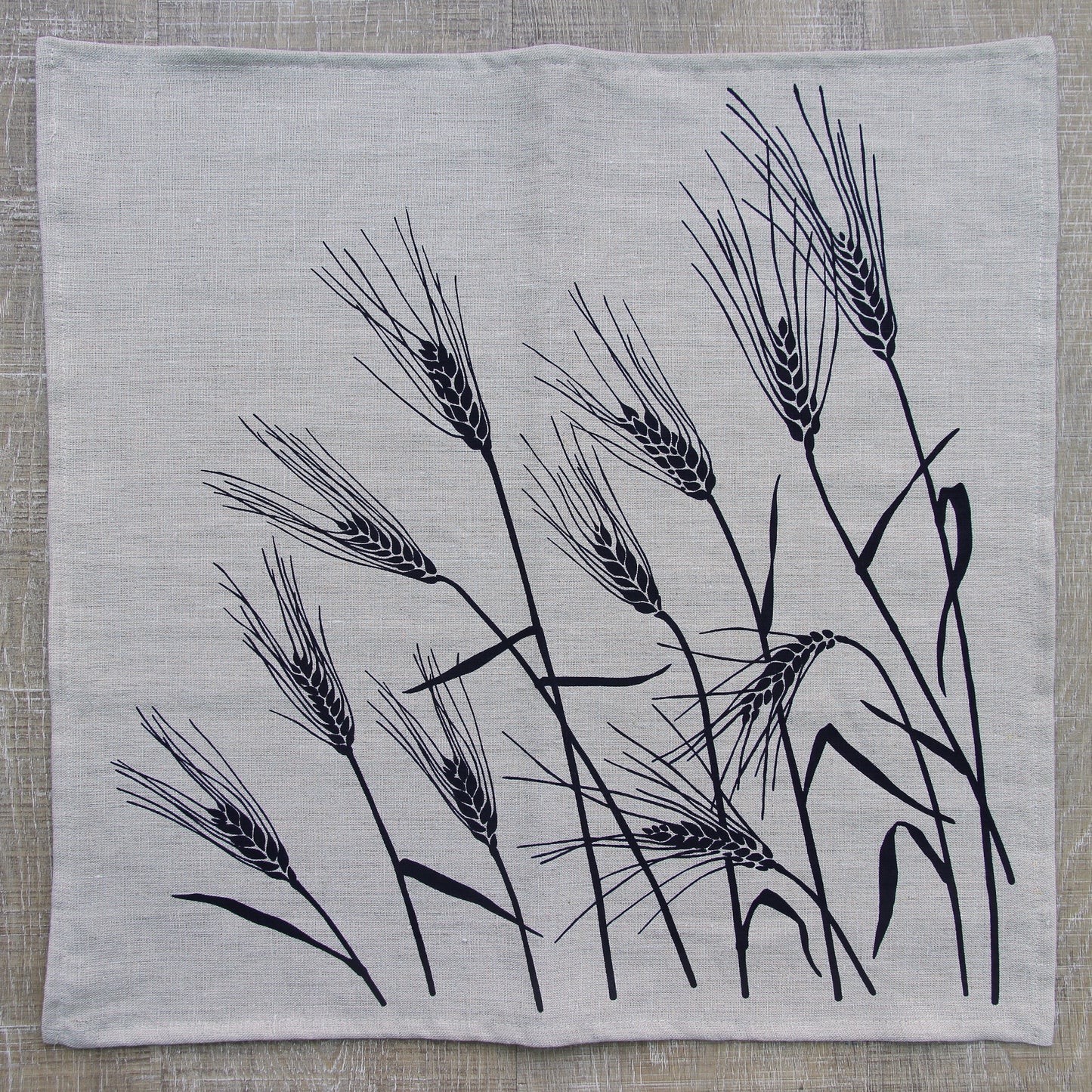 Wheat Napkin in Coal on Natural Linen