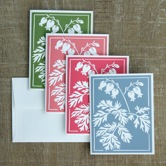 4 Bleeding Heart Notecards