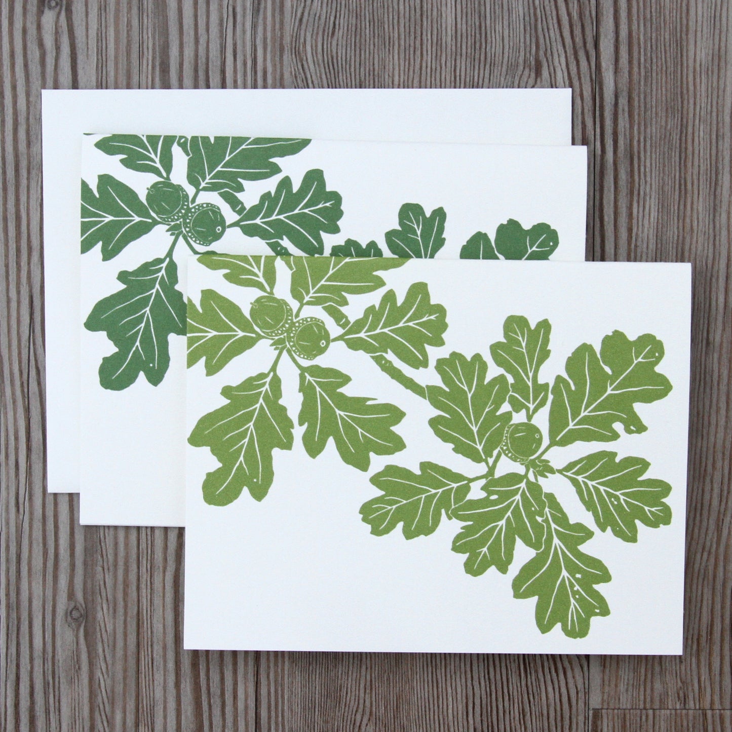 6 Garry Oak Folded Notes in Greens