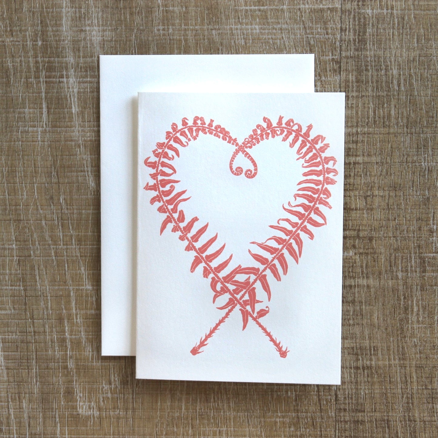 4 Sword Fern Heart Notecards Notecards in Blush