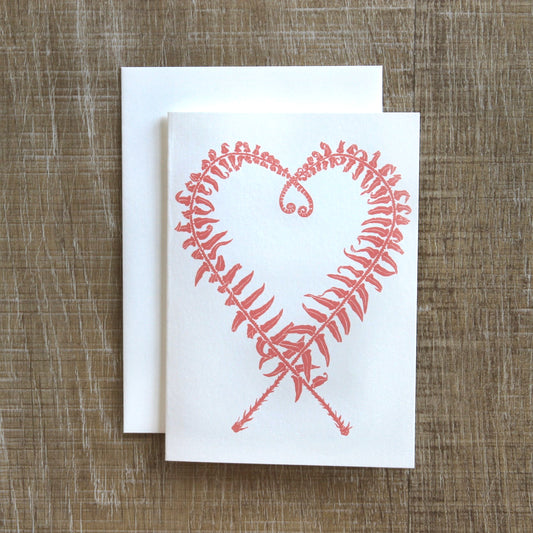 4 Sword Fern Heart Notecards Notecards in Blush