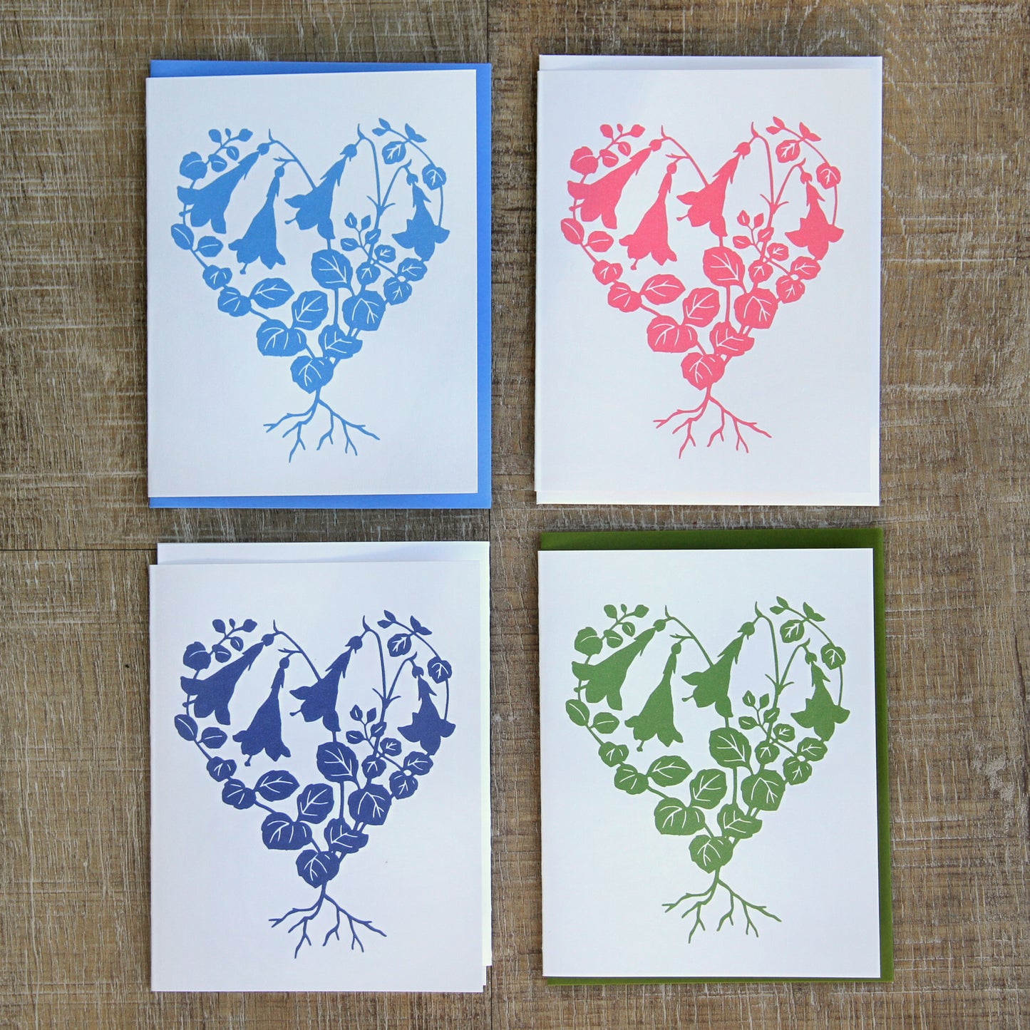 4 Twinflower Heart Notecards