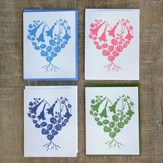 4 Twinflower Heart Notecards