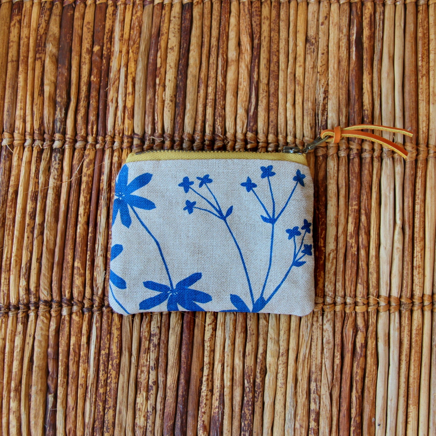 4" Pouch - Bedstraw in Marine on Flax