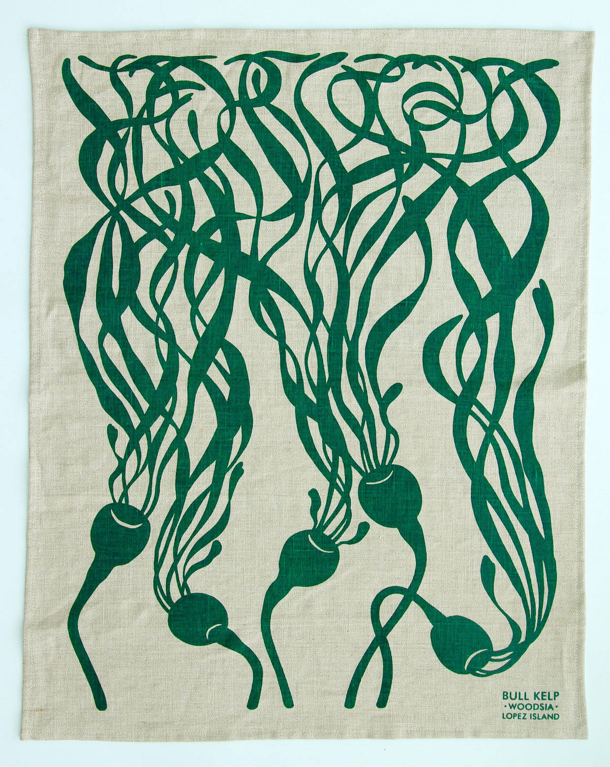 Kelp Kitchen Towel in Hunter on Natural Linen