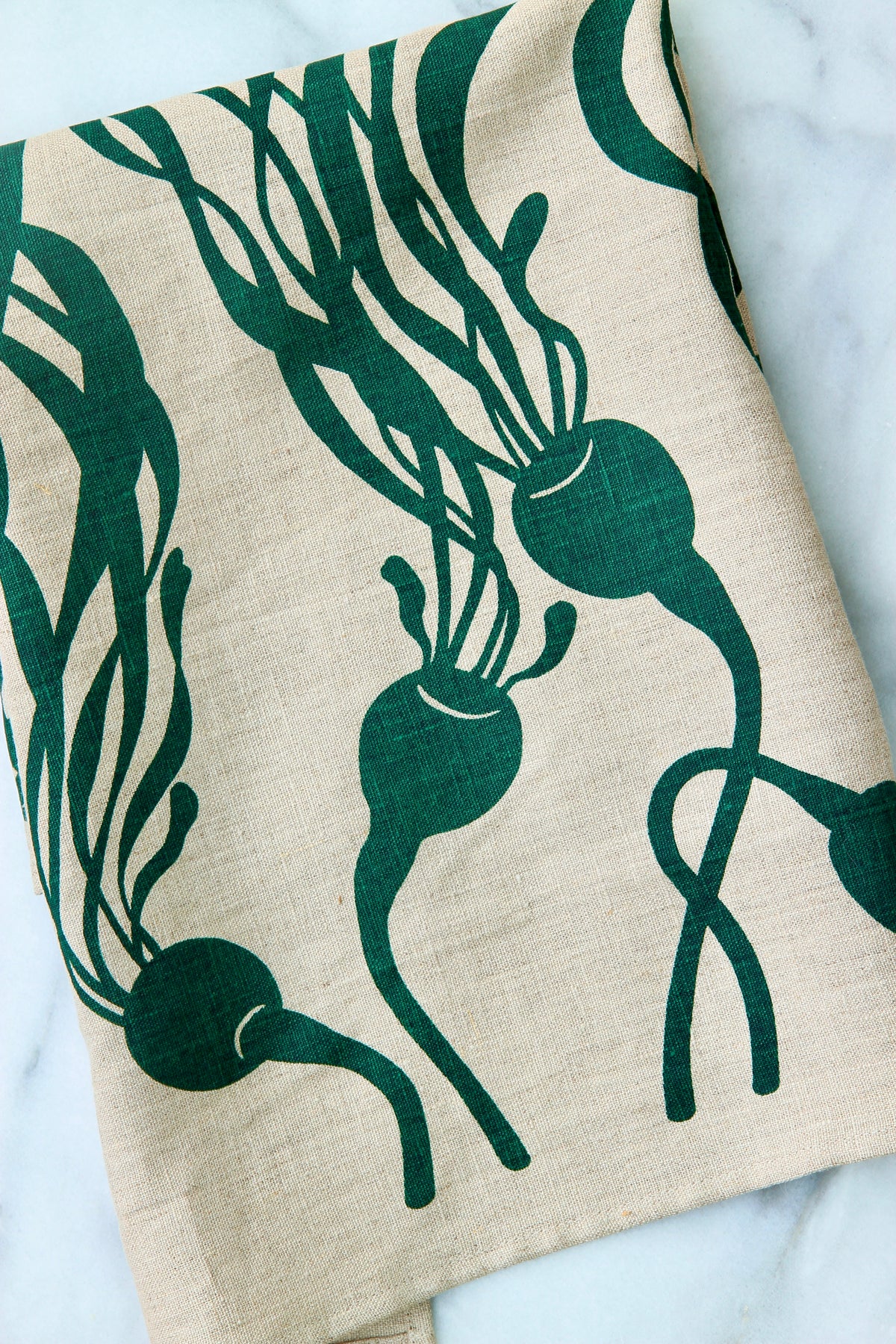 Kelp Kitchen Towel in Hunter on Natural Linen