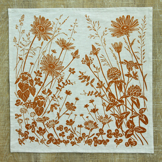 Wildflower Napkin on Linen in Wheat