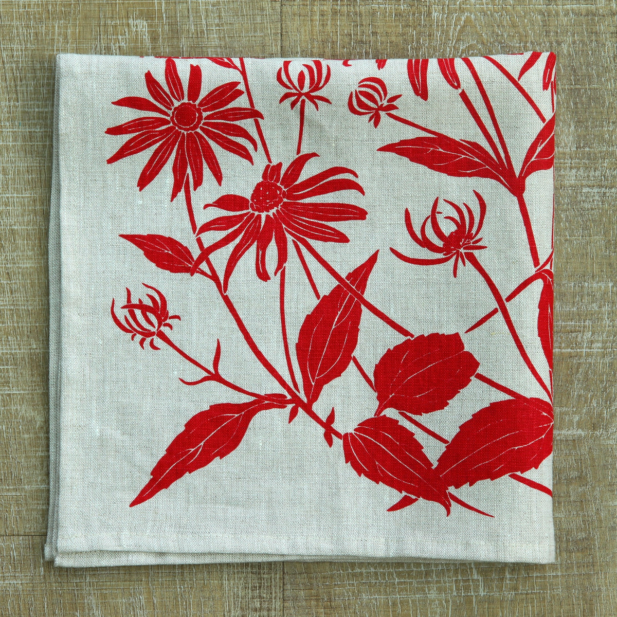 Black Eyed Susan Napkin in Zinnia on Linen